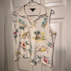 Nautica Polo Shirt Womens Large Golf Casual Outdoors Lightweight Ladies Hawaiian